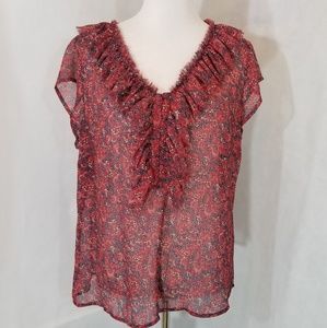 A.N.A. Dark Red Floral Blouse XL